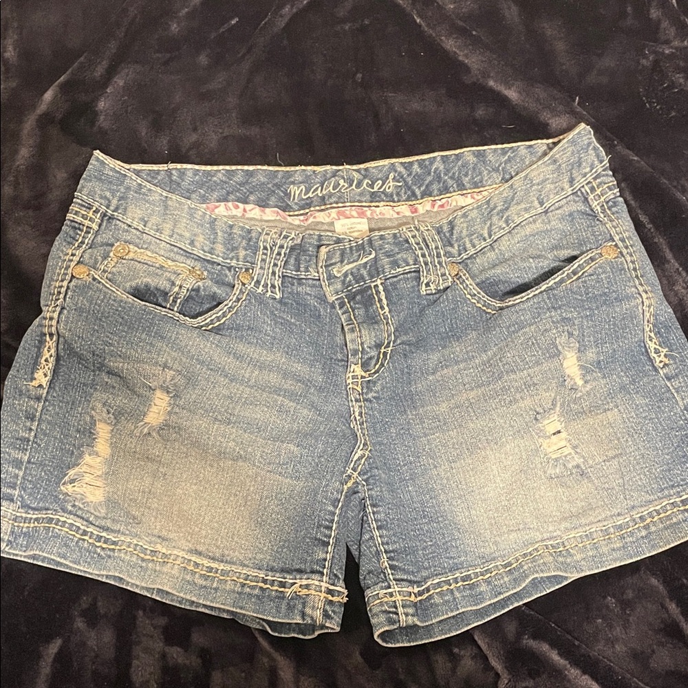 Maurices Distressed Blue Jean Shorts